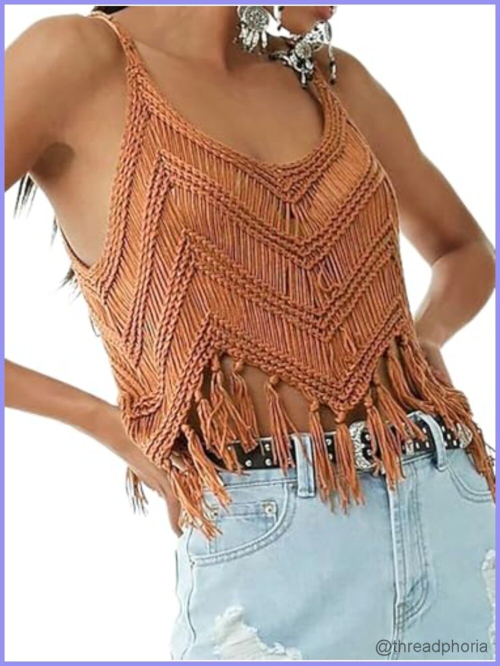 Women's Fringe Cami Western Cowgirl Tassel Tank Crop Top Boho Knitted Vest